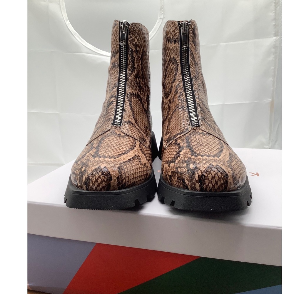 Katy Perry Daarling‎ Combat Boot KP3189 Brown Snakeskin Front Zip Lug Sole 9M/39